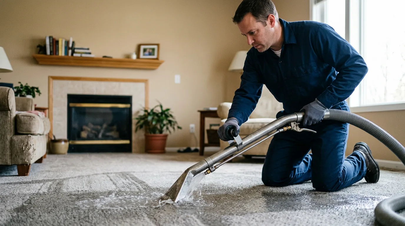 Water damage restoration technician working near Mashpee, MA